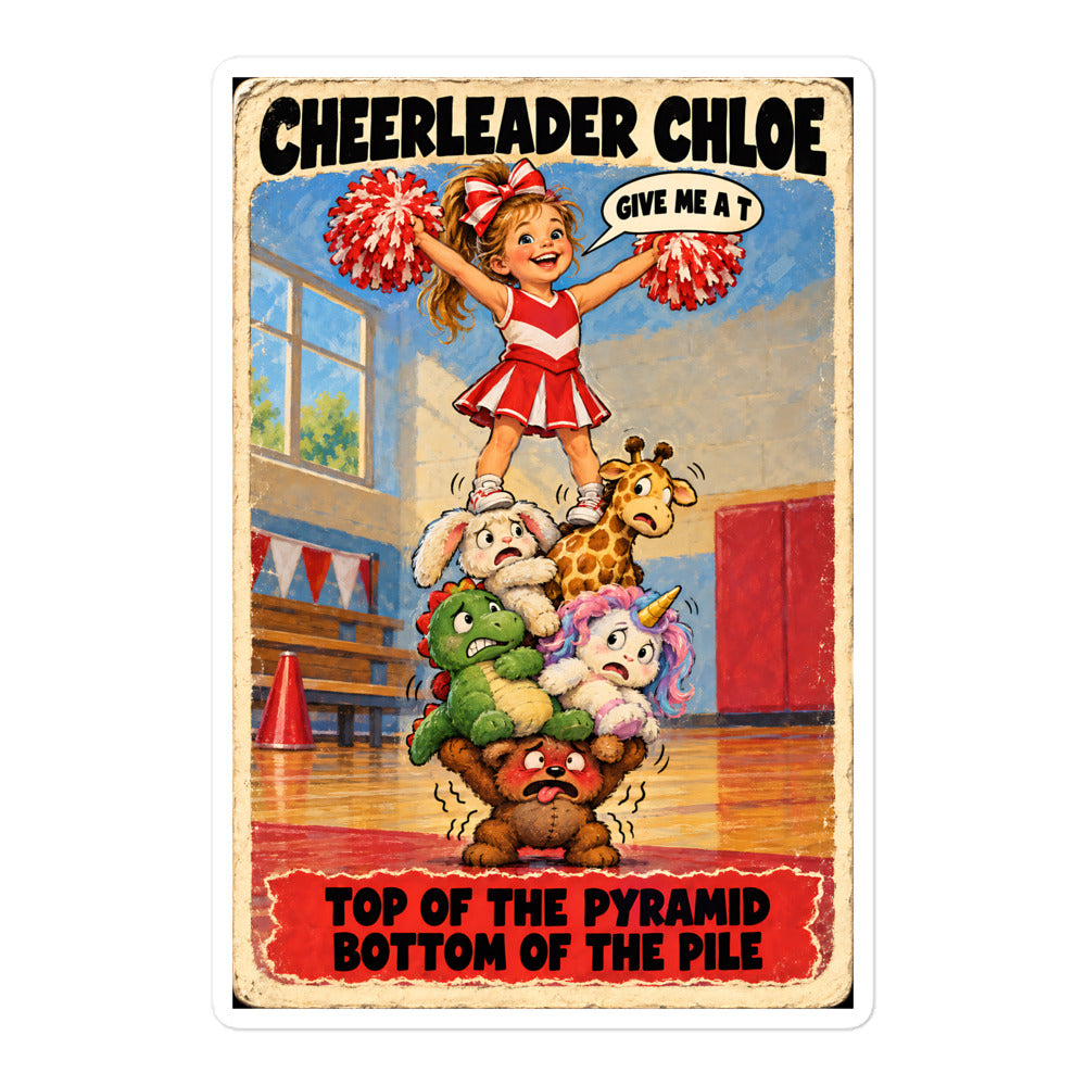 Cheerleader Chloe Sticker by Brain Rot Bunch, 5.5 inch size