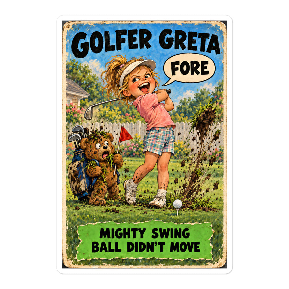 Golfer Greta Sticker by Brain Rot Bunch, 5.5 inch size