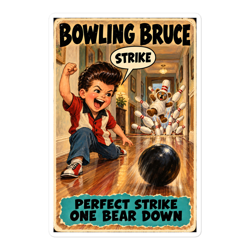 Bowling Bruce Sticker by Brain Rot Bunch, 5.5 inch size