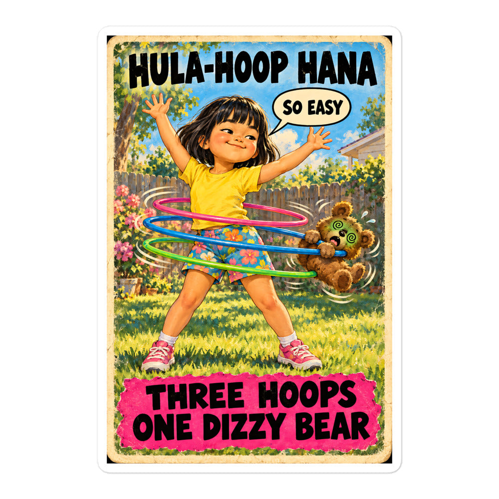 Hula-Hoop Hana Sticker by Brain Rot Bunch, 5.5 inch size