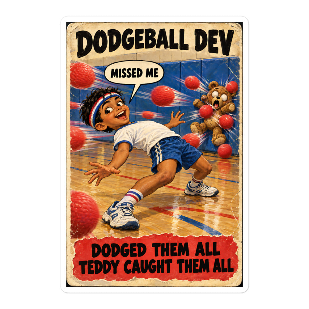 Dodgeball Dev Sticker by Brain Rot Bunch, 5.5 inch size