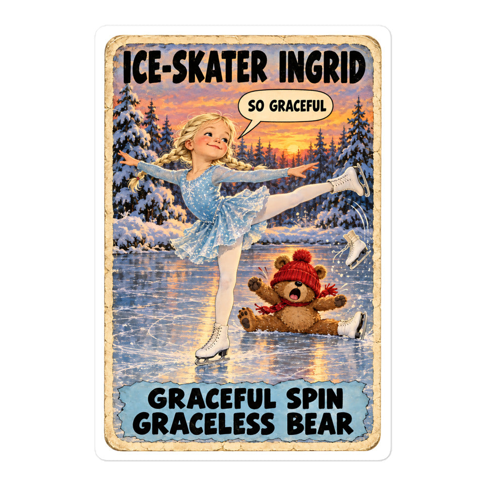 Ice-Skater Ingrid Sticker by Brain Rot Bunch, 5.5 inch size
