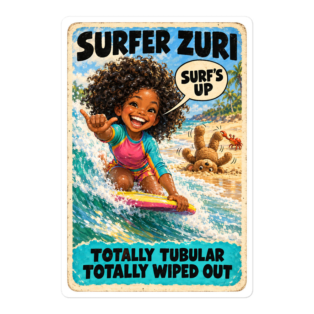 Surfer Zuri Sticker by Brain Rot Bunch, 5.5 inch size
