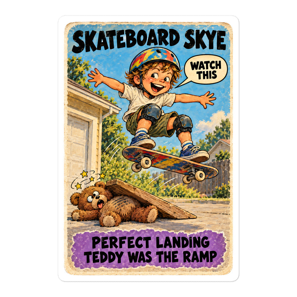 Skateboard Skye Sticker by Brain Rot Bunch, 5.5 inch size
