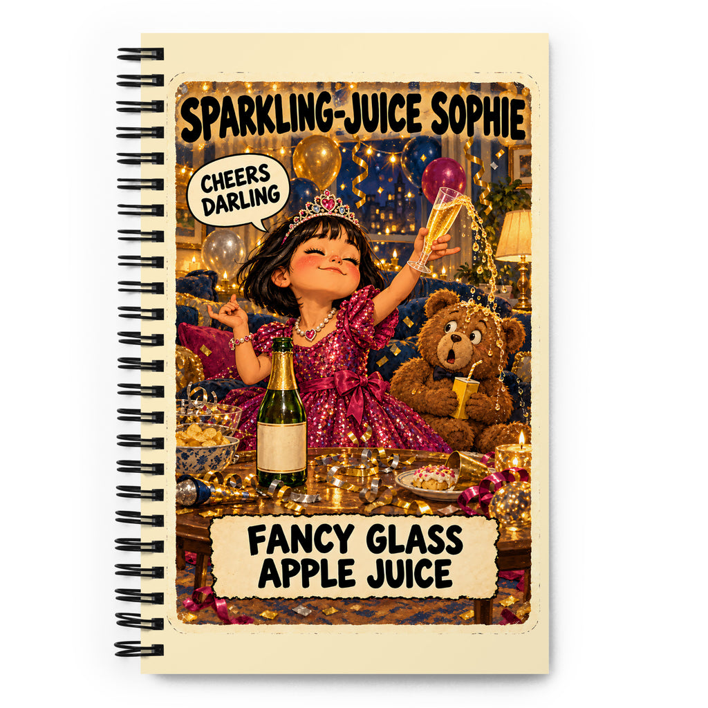 Sparkling-Juice Sophie Spiral Notebook by Brain Rot Bunch, front cover