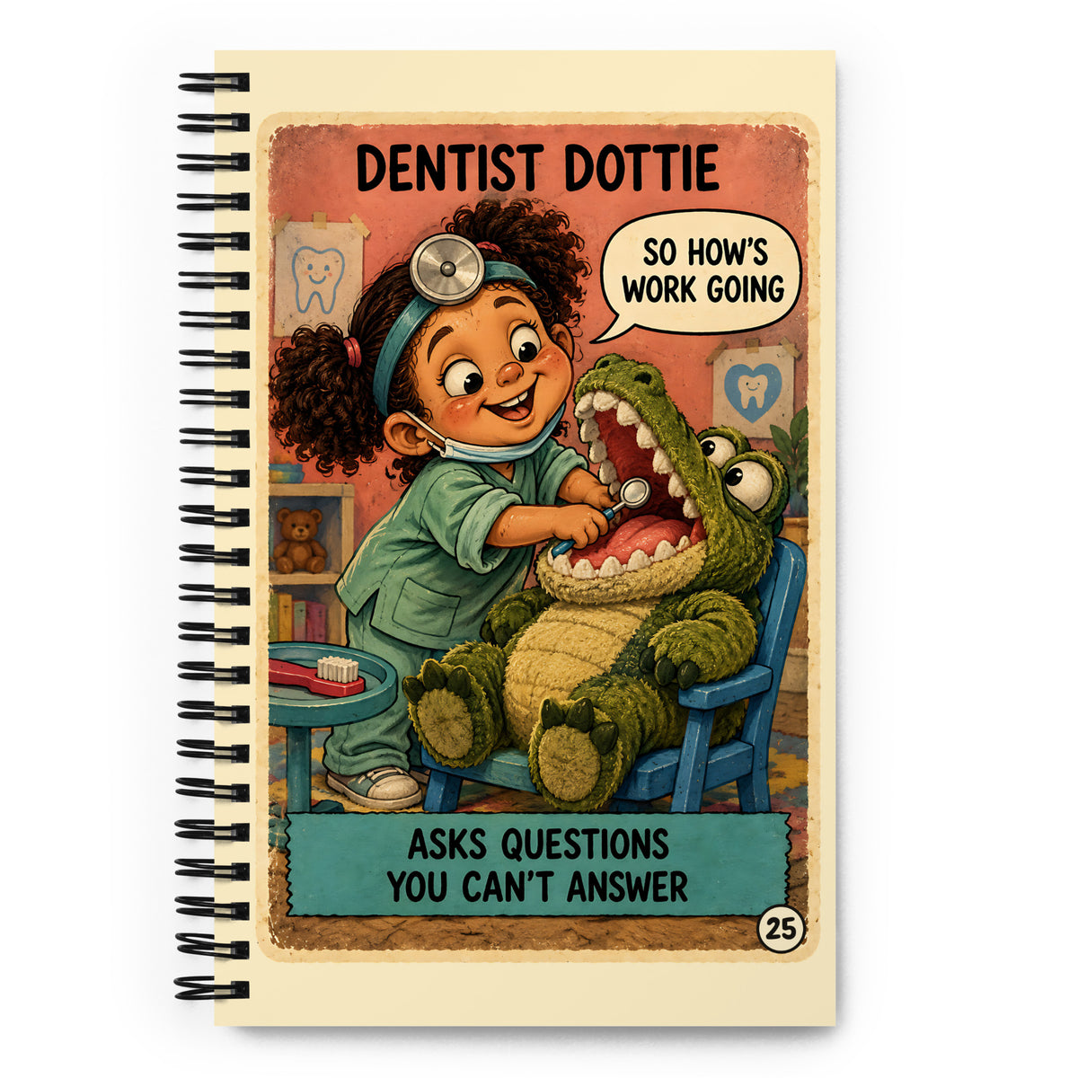 Dentist Dottie Spiral Notebook by Brain Rot Bunch, front cover