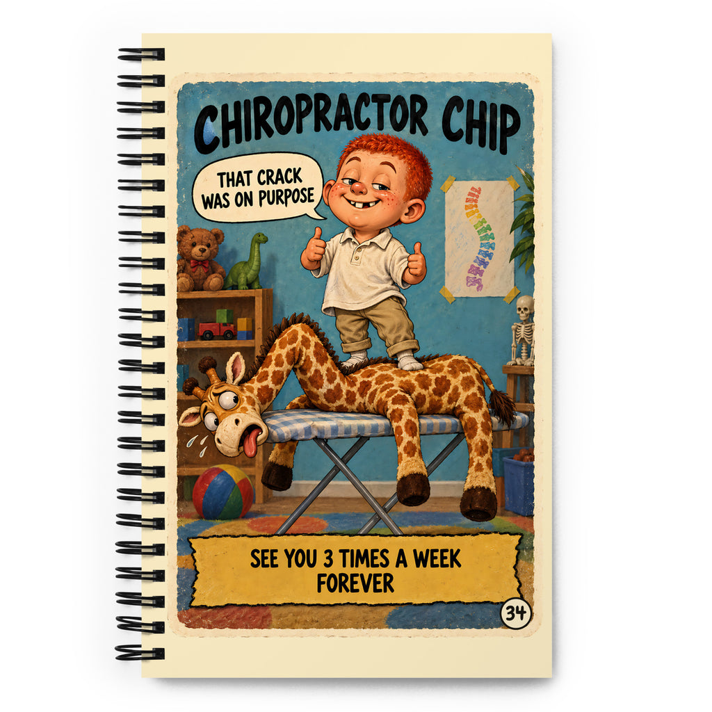 Chiropractor Chip Spiral Notebook by Brain Rot Bunch, front cover