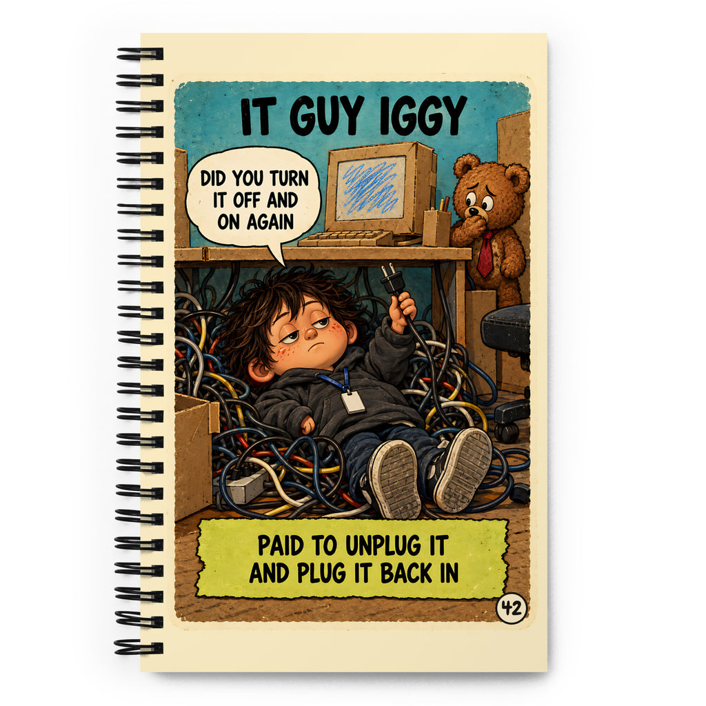 IT Guy Iggy Spiral Notebook by Brain Rot Bunch, front cover