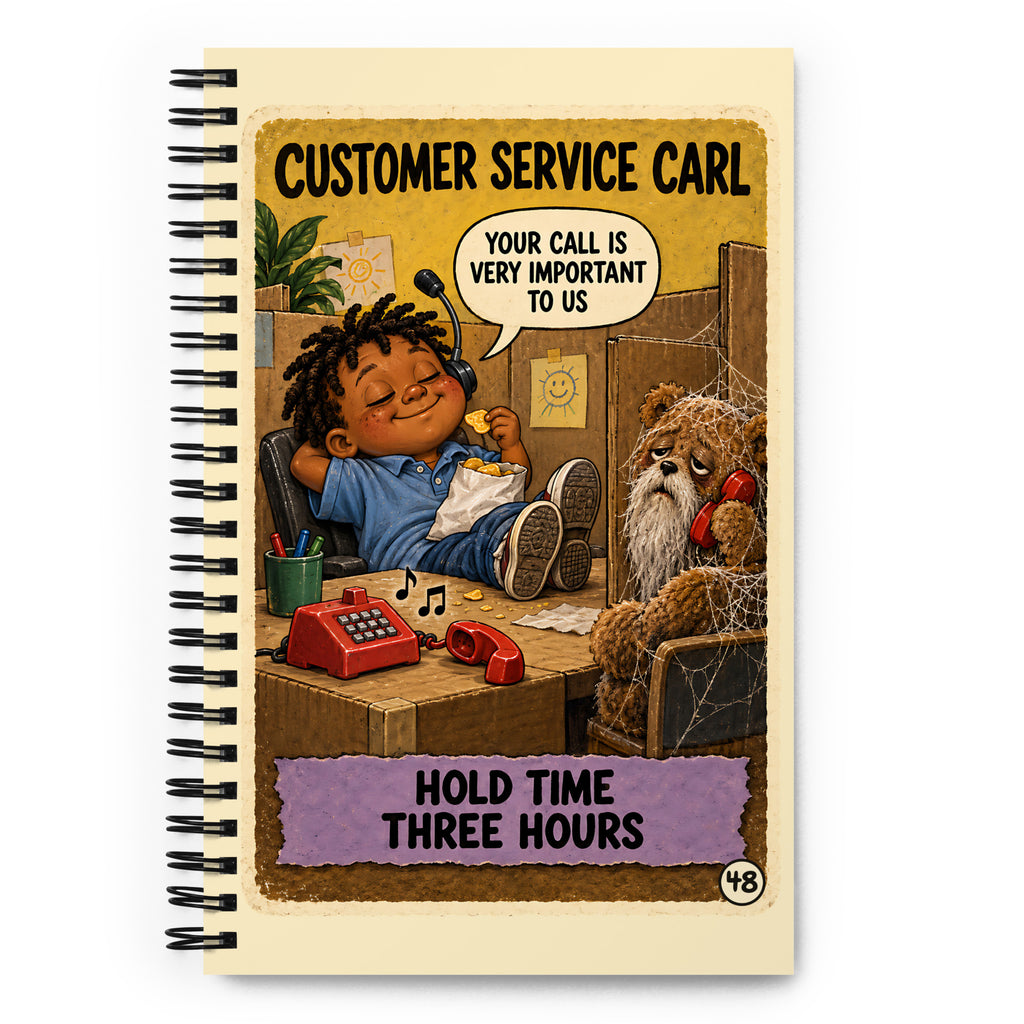 Customer Service Carl Spiral Notebook by Brain Rot Bunch, front cover