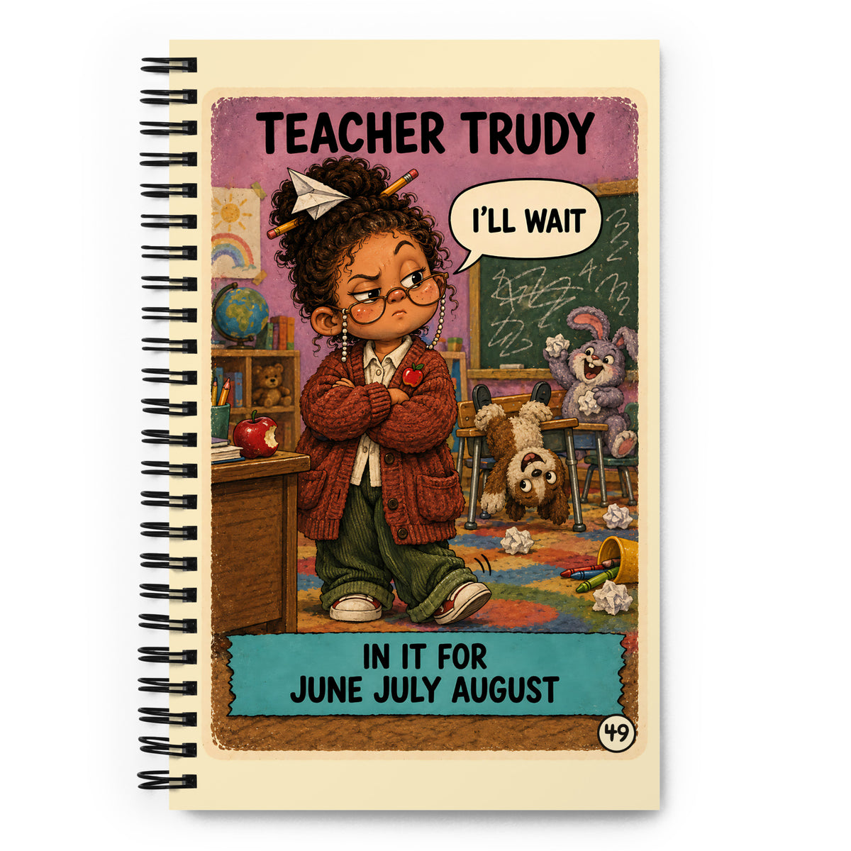 Teacher Trudy Spiral Notebook by Brain Rot Bunch, front cover