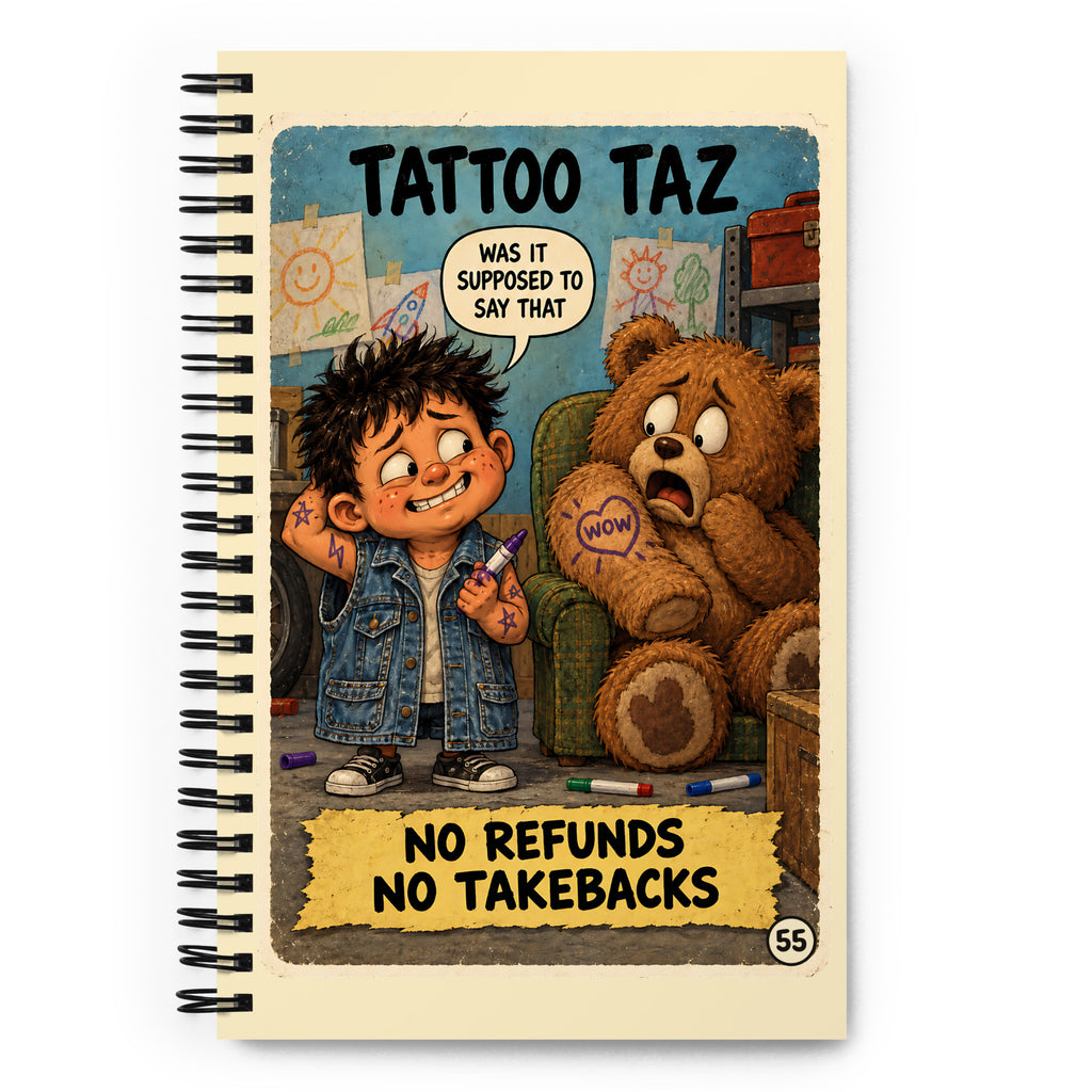 Tattoo Taz Spiral Notebook by Brain Rot Bunch, front cover