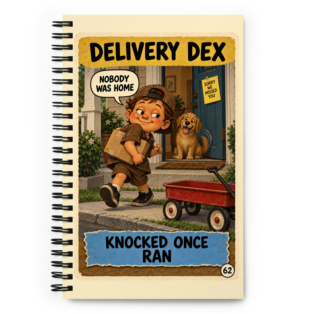 Delivery Dex Spiral Notebook by Brain Rot Bunch, front cover