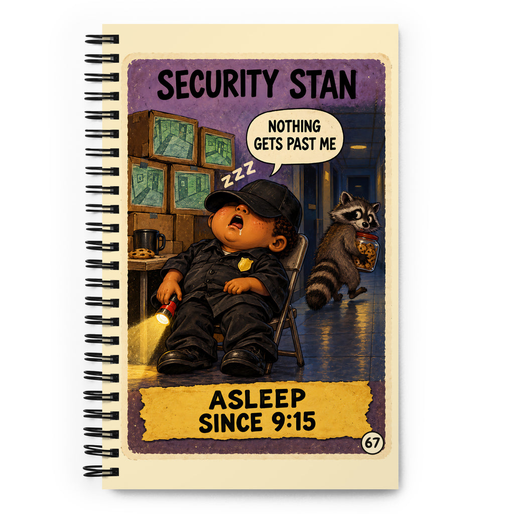 Security Stan Spiral Notebook by Brain Rot Bunch, front cover