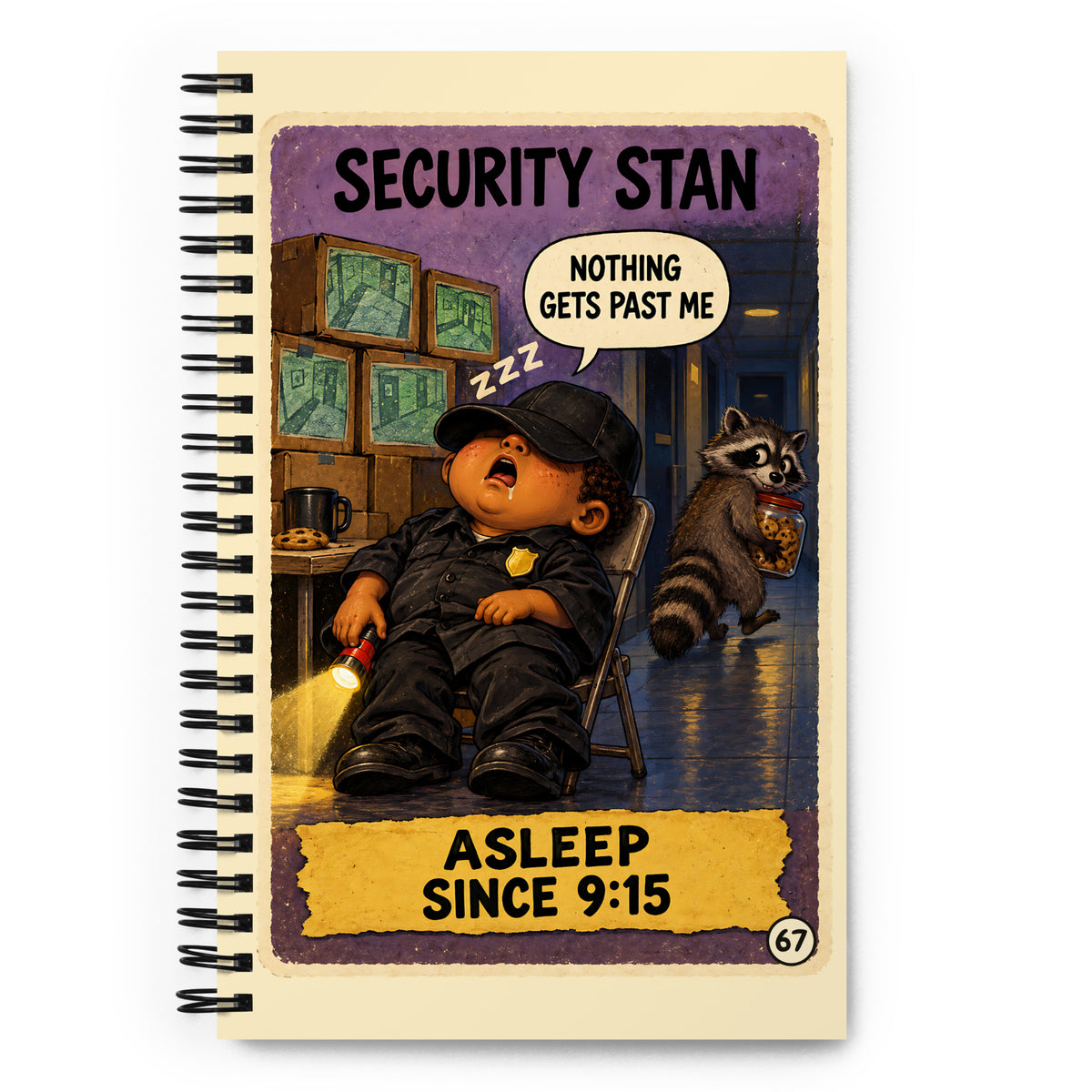 Security Stan Spiral Notebook by Brain Rot Bunch, front cover