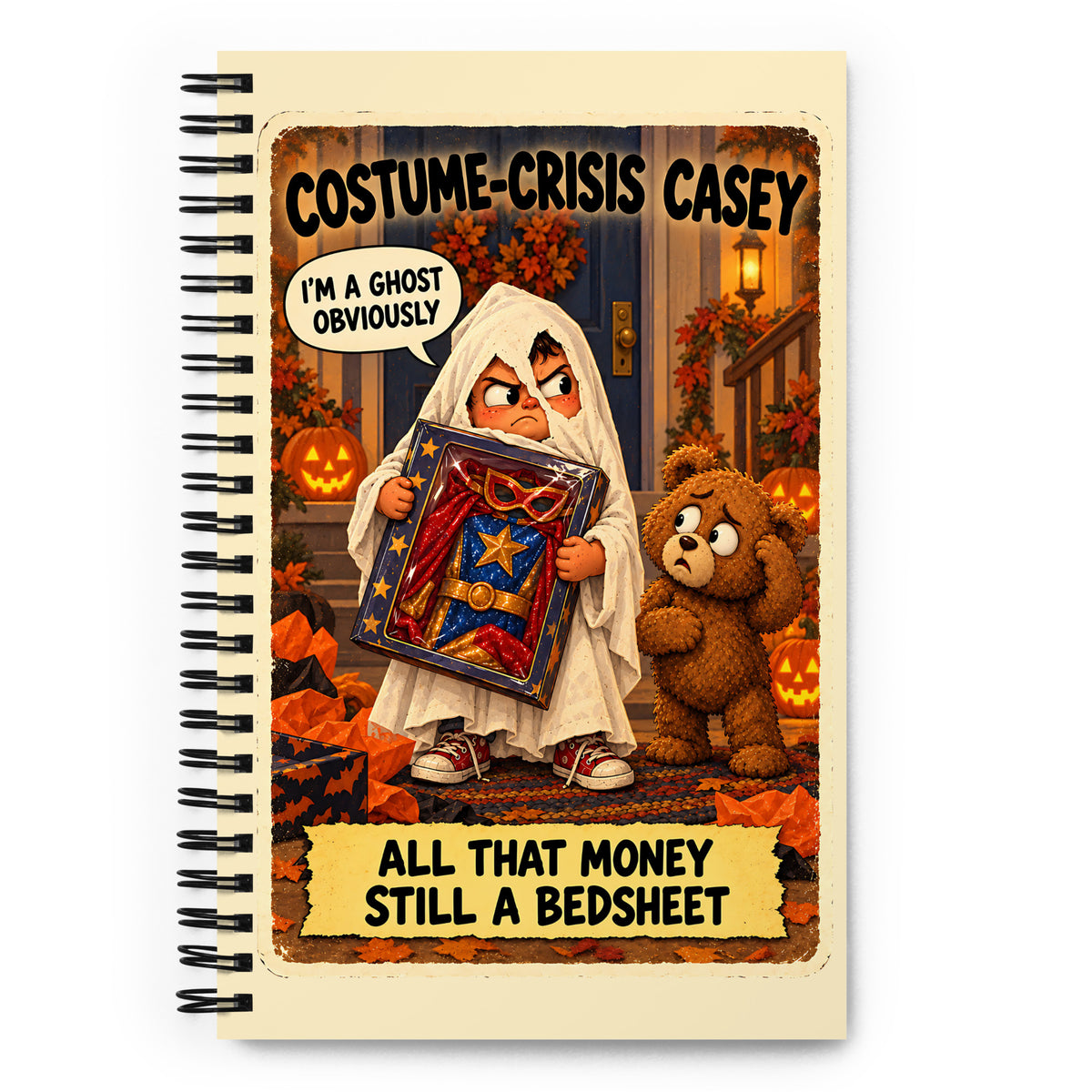 Costume-Crisis Casey Spiral Notebook by Brain Rot Bunch, front cover