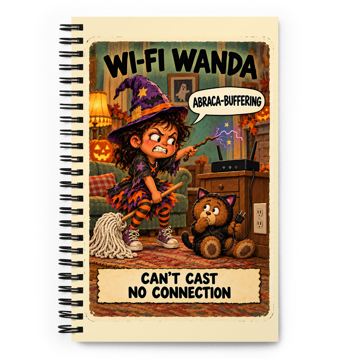 Wi-Fi Wanda Spiral Notebook by Brain Rot Bunch, front cover