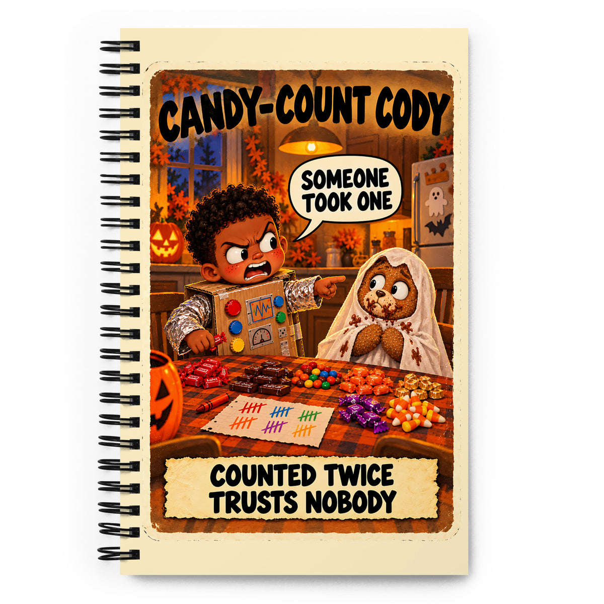 Candy-Count Cody Spiral Notebook by Brain Rot Bunch, front cover