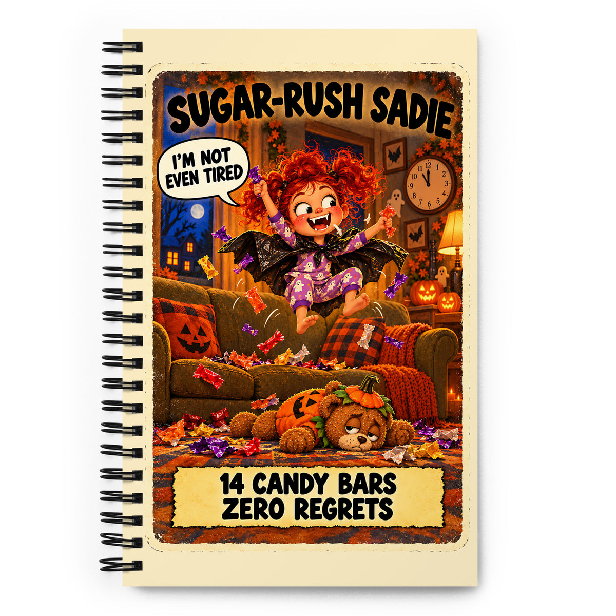 Sugar-Rush Sadie Spiral Notebook by Brain Rot Bunch, front cover