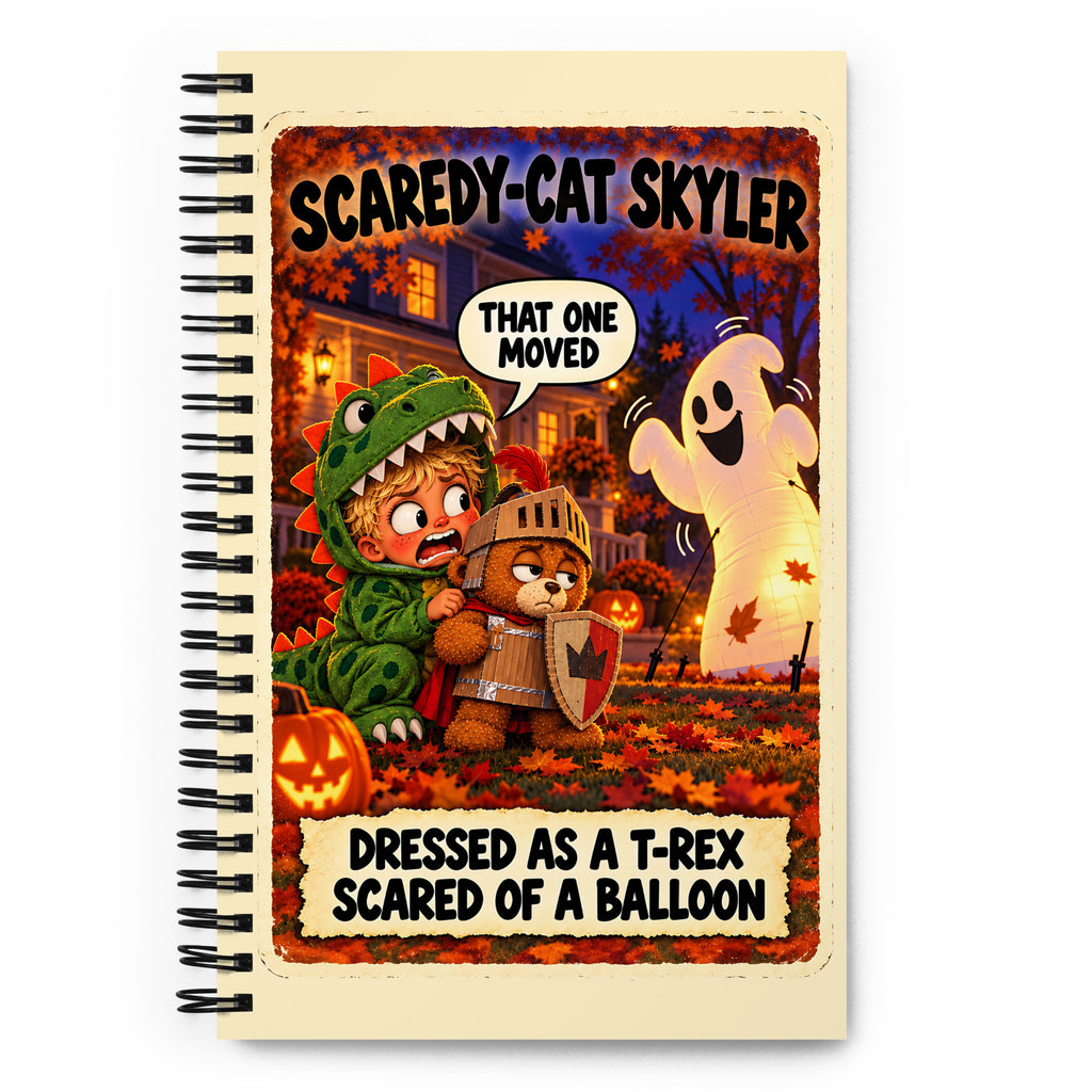 Scaredy-Cat Skyler Spiral Notebook by Brain Rot Bunch, front cover