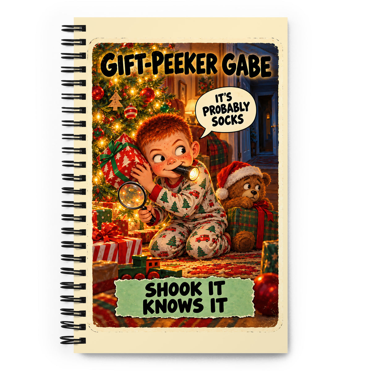 Gift-Peeker Gabe Spiral Notebook by Brain Rot Bunch, front cover