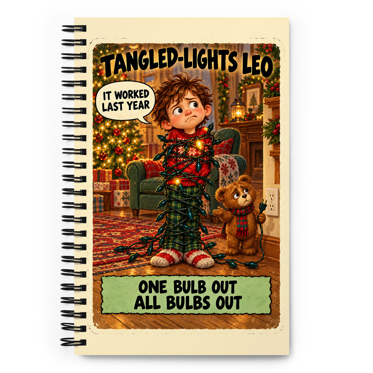 Tangled-Lights Leo Spiral Notebook by Brain Rot Bunch, front cover
