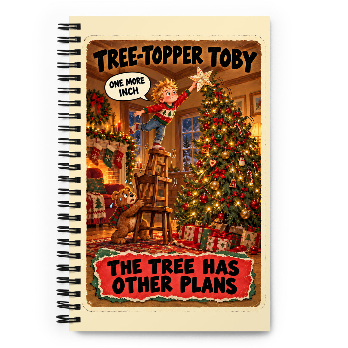 Tree-Topper Toby Spiral Notebook by Brain Rot Bunch, front cover