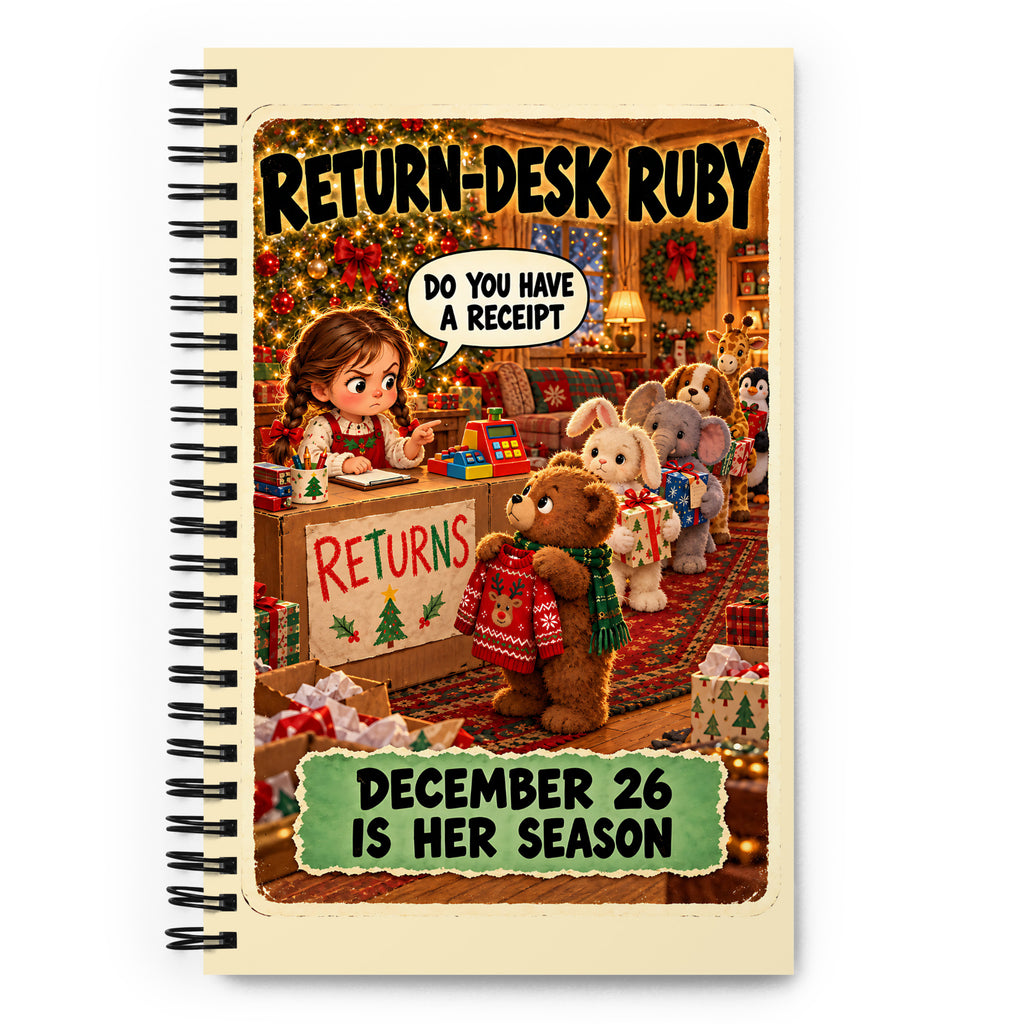 Return-Desk Ruby Spiral Notebook by Brain Rot Bunch, front cover