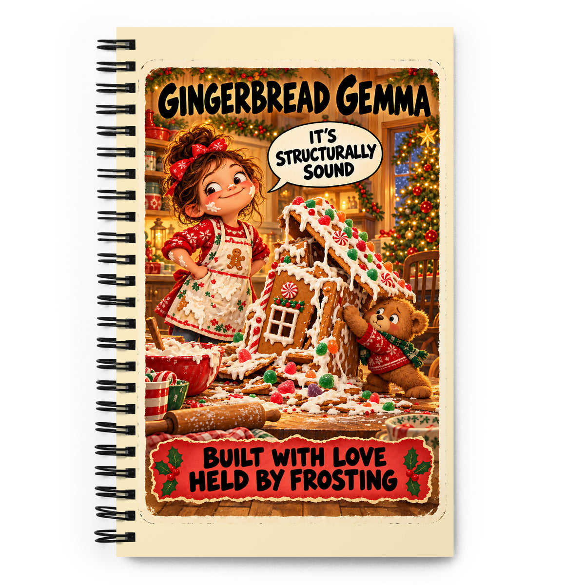 Gingerbread Gemma Spiral Notebook by Brain Rot Bunch, front cover