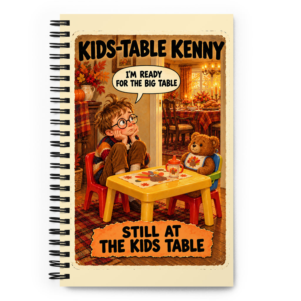 Kids-Table Kenny Spiral Notebook by Brain Rot Bunch, front cover