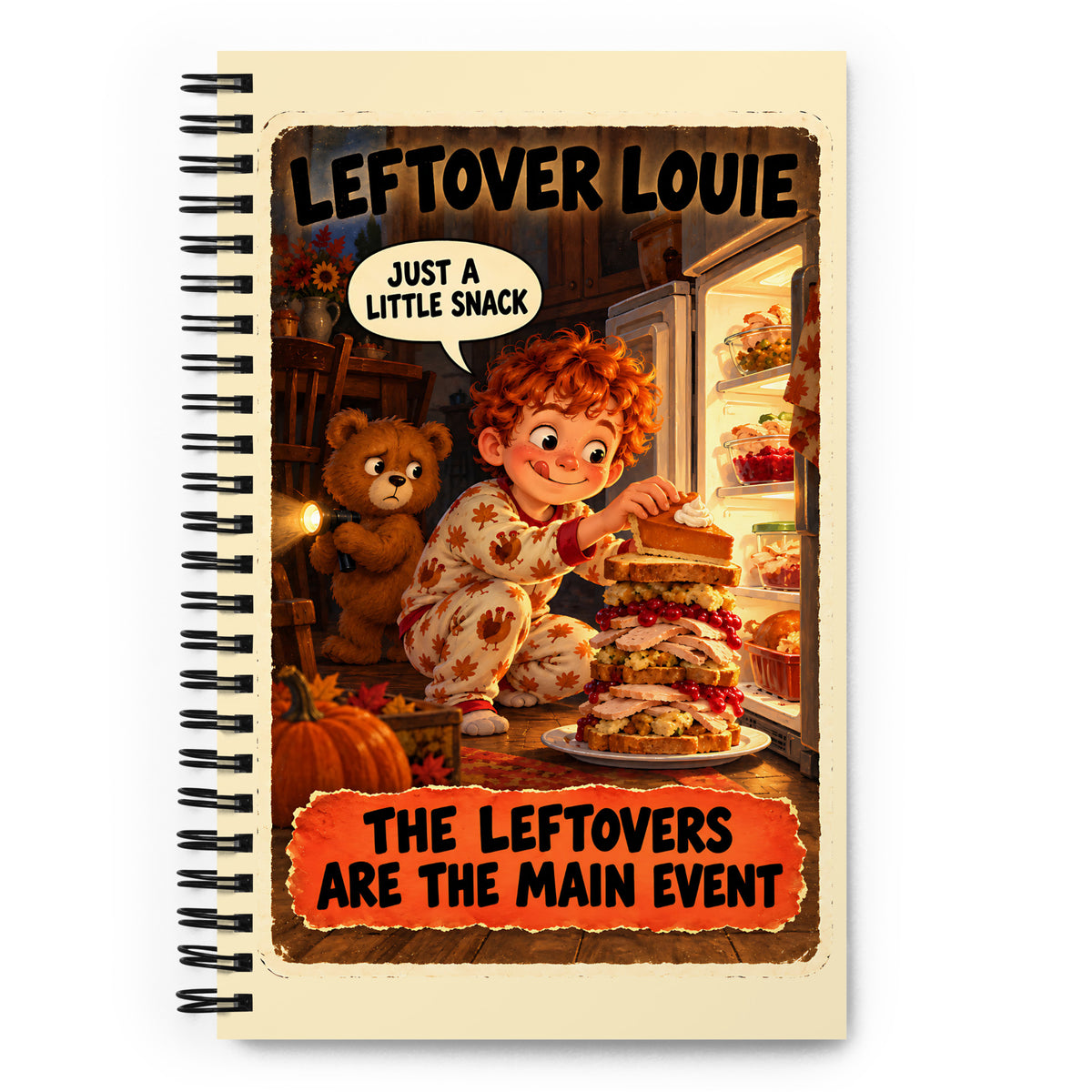 Leftover Louie Spiral Notebook by Brain Rot Bunch, front cover