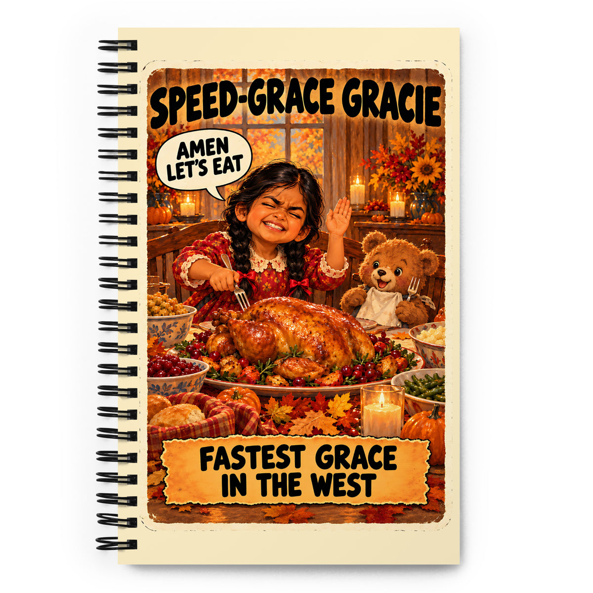Speed-Grace Gracie Spiral Notebook by Brain Rot Bunch, front cover