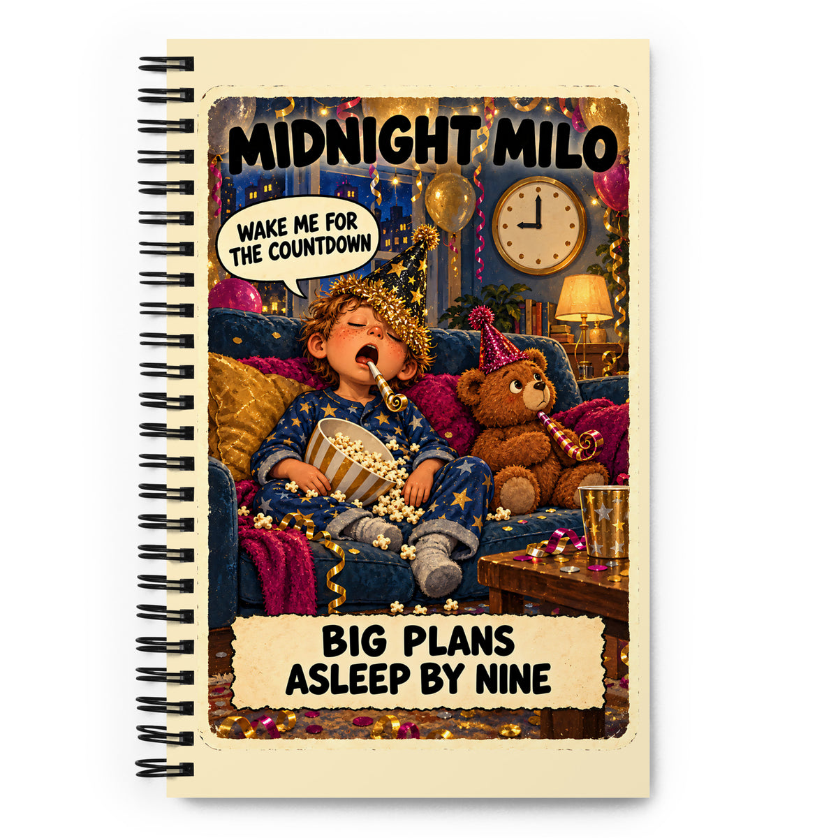 Midnight Milo Spiral Notebook by Brain Rot Bunch, front cover