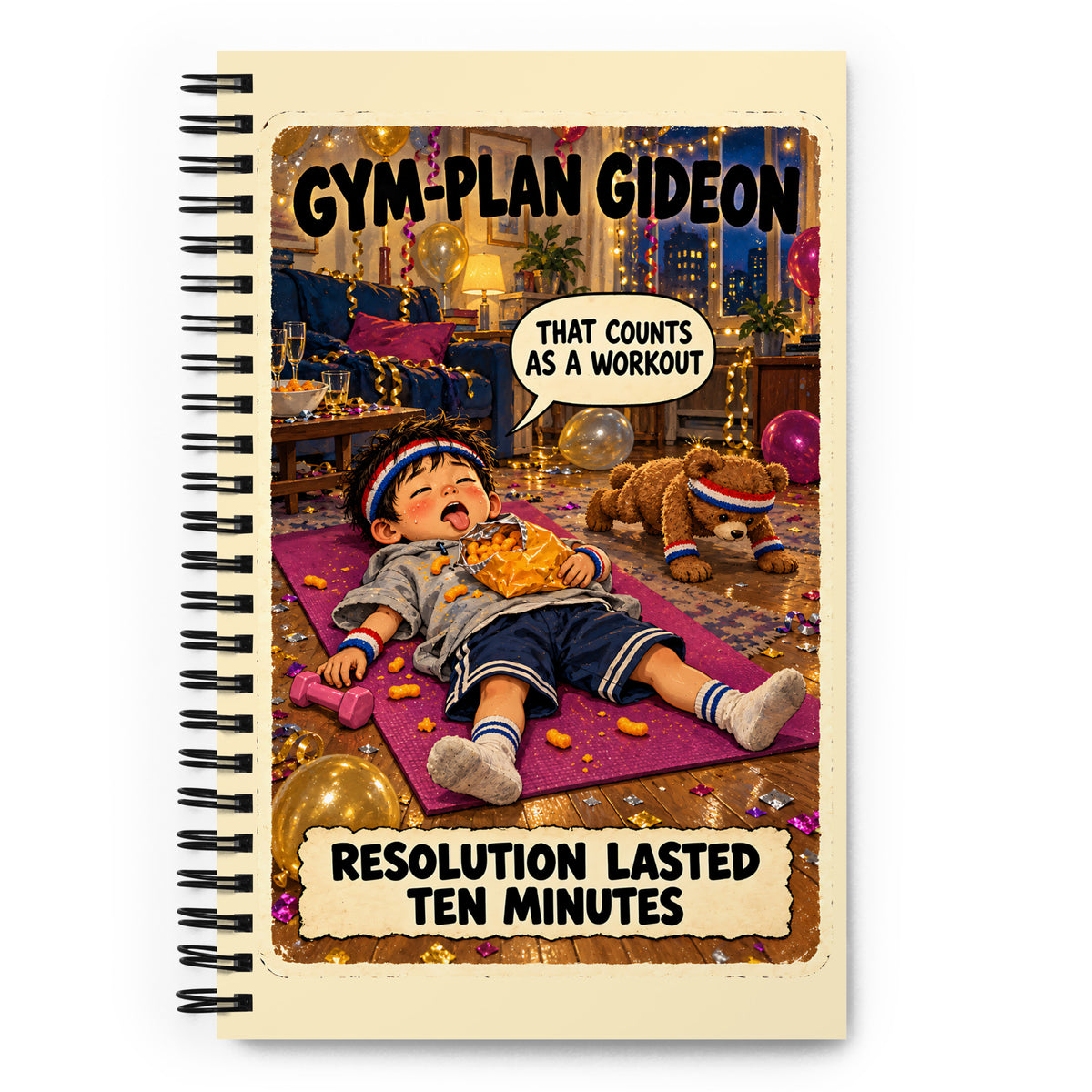 Gym-Plan Gideon Spiral Notebook by Brain Rot Bunch, front cover