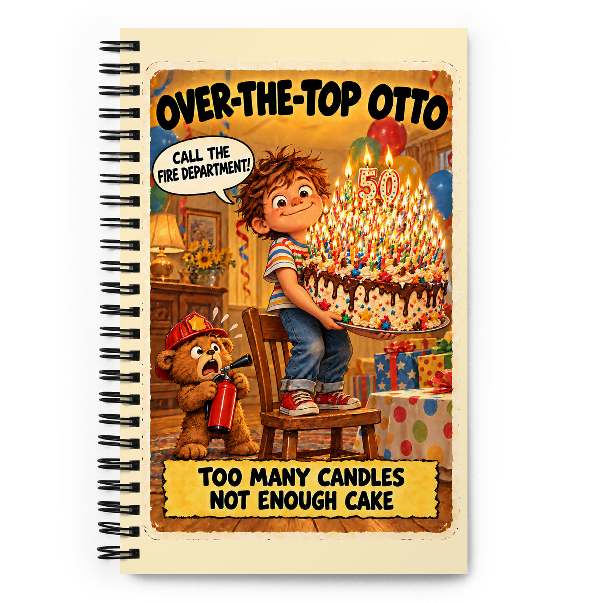 Over-the-Top Otto Spiral Notebook by Brain Rot Bunch, front cover