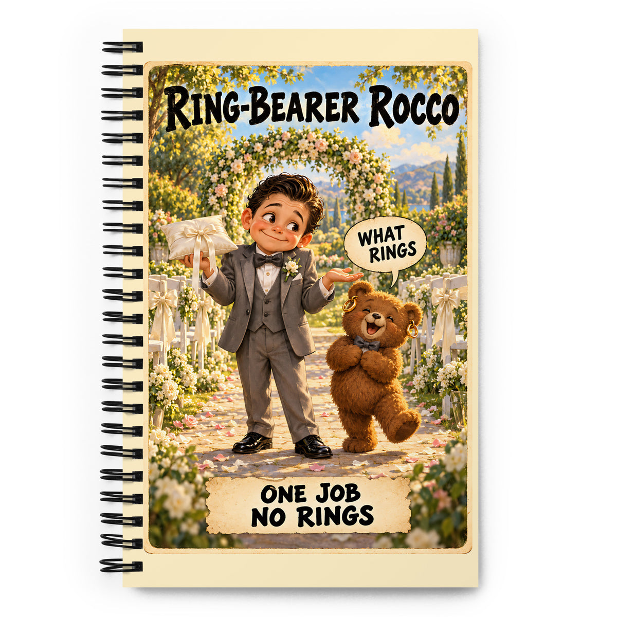 Ring-Bearer Rocco Spiral Notebook by Brain Rot Bunch, front cover