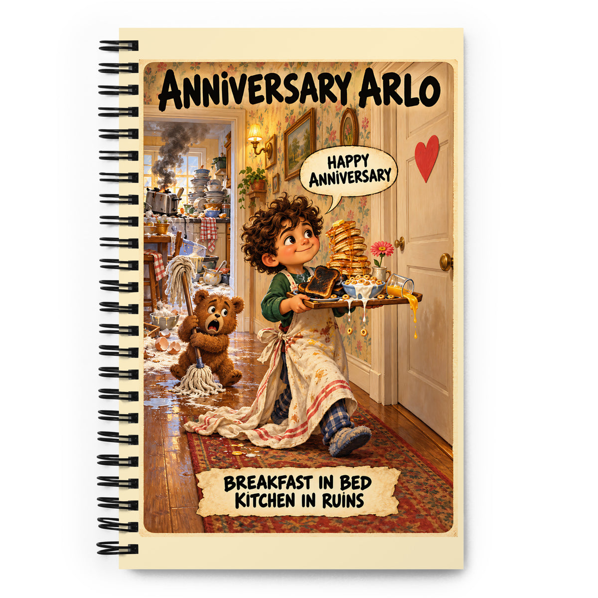 Anniversary Arlo Spiral Notebook by Brain Rot Bunch, front cover