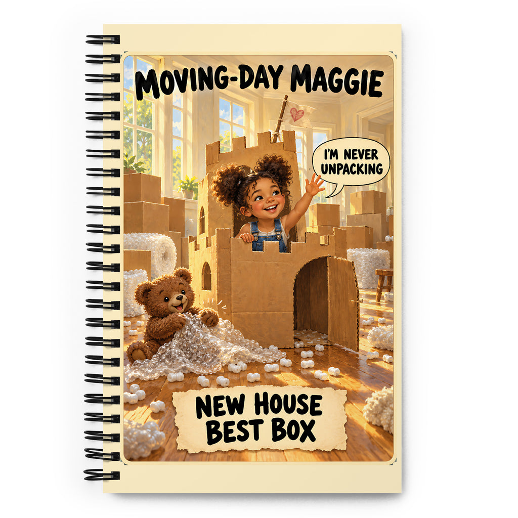 Moving-Day Maggie Spiral Notebook by Brain Rot Bunch, front cover