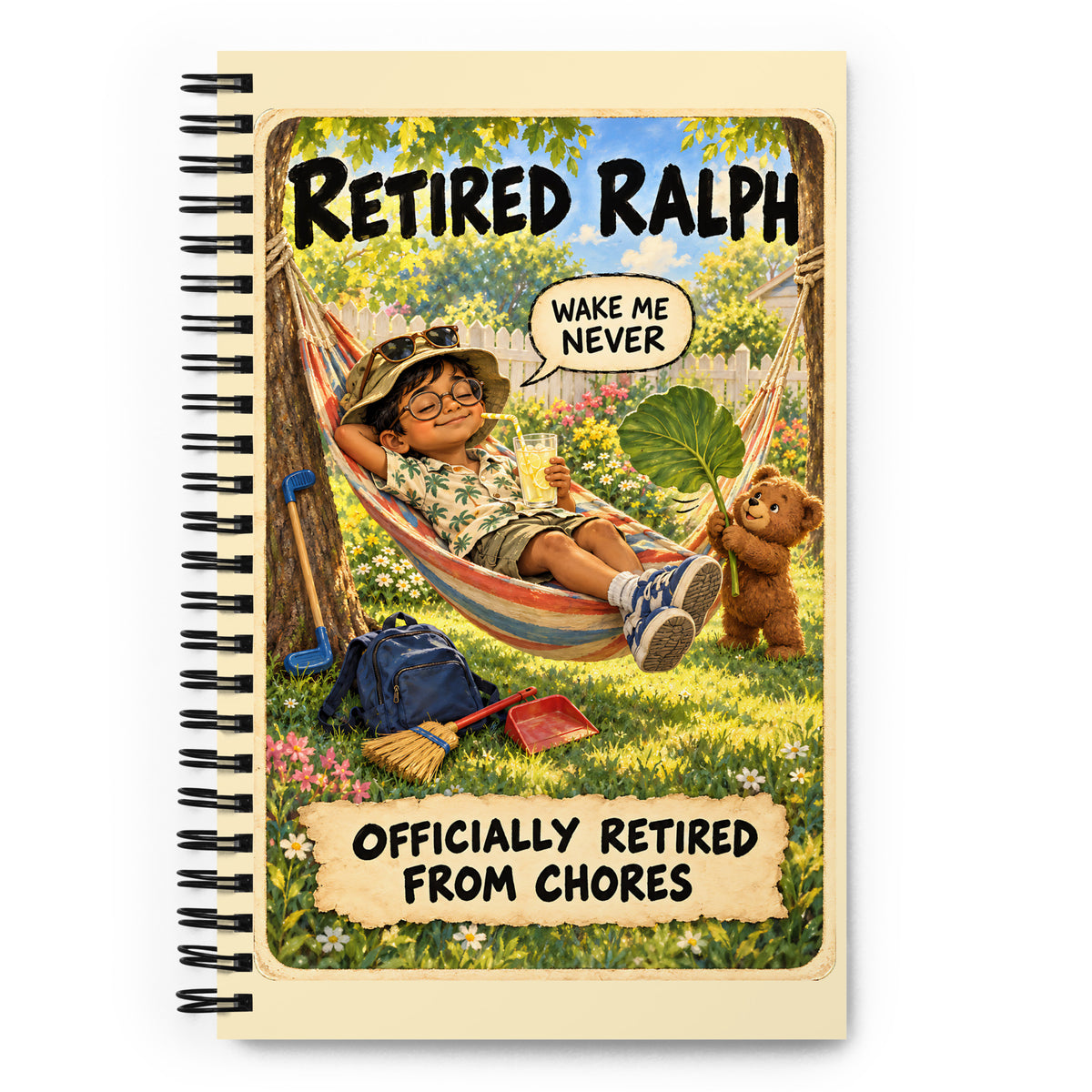Retired Ralph Spiral Notebook by Brain Rot Bunch, front cover