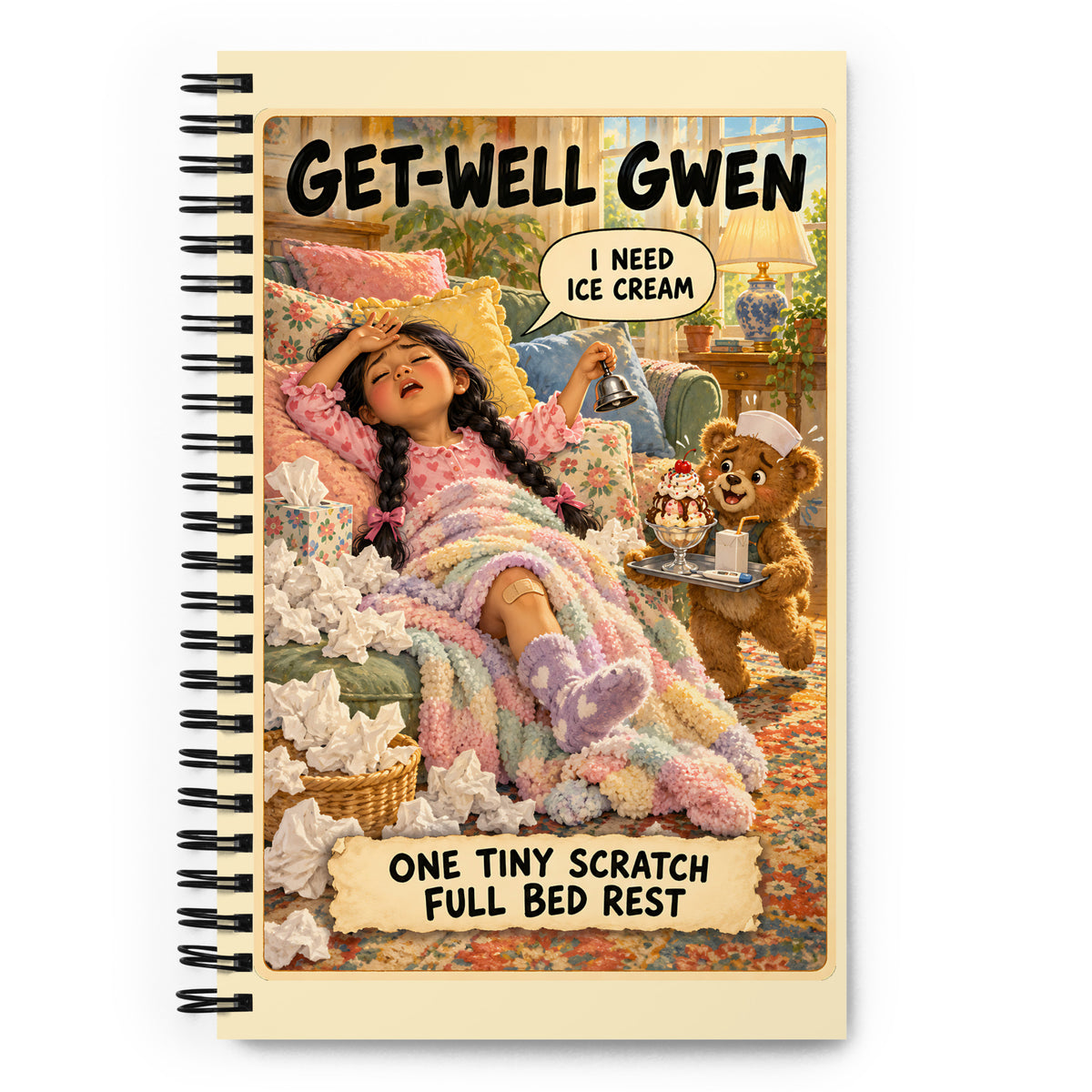Get-Well Gwen Spiral Notebook by Brain Rot Bunch, front cover