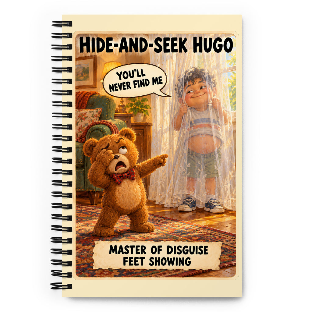 Hide-and-Seek Hugo Spiral Notebook by Brain Rot Bunch, front cover
