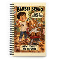 Barber Bruno Spiral Notebook by Brain Rot Bunch, front cover