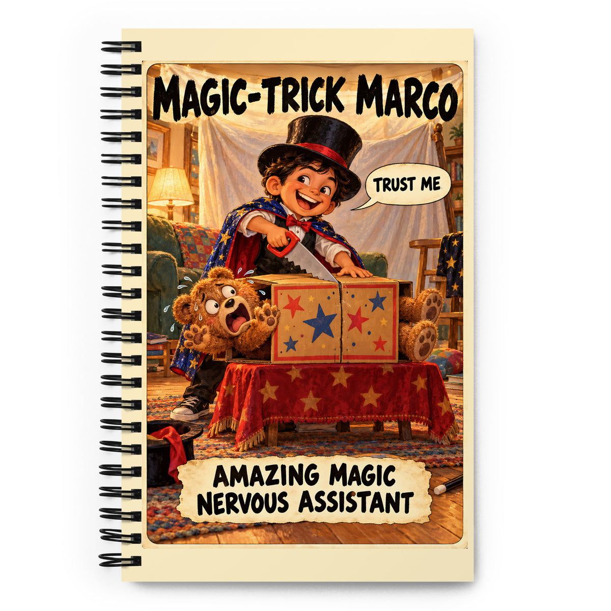 Magic-Trick Marco Spiral Notebook by Brain Rot Bunch, front cover