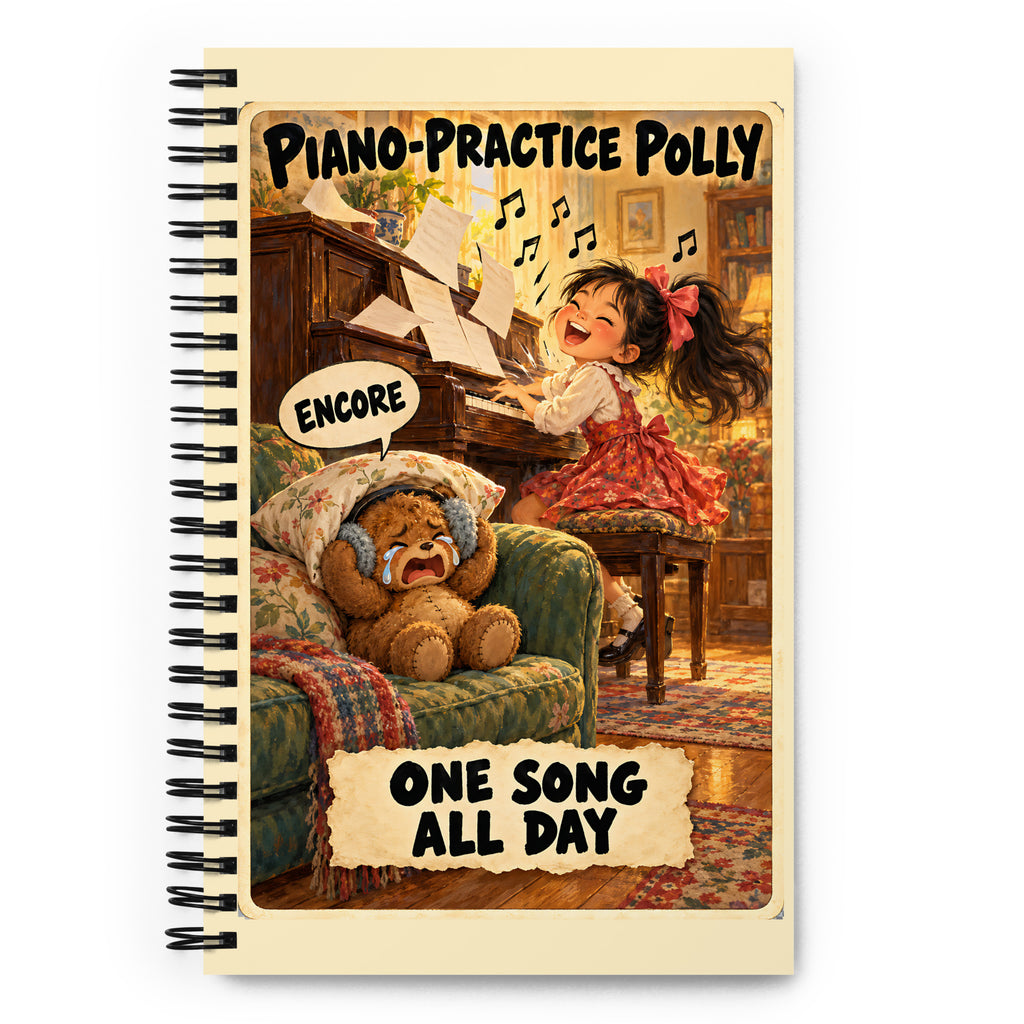 Piano-Practice Polly Spiral Notebook by Brain Rot Bunch, front cover