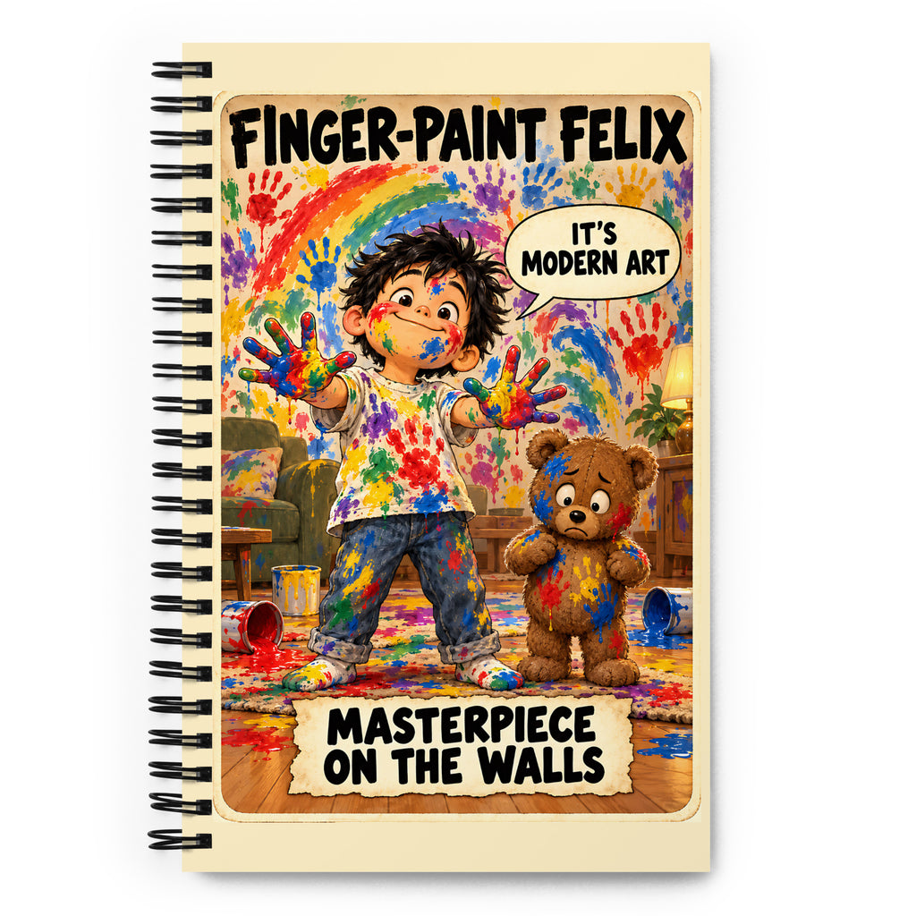 Finger-Paint Felix Spiral Notebook by Brain Rot Bunch, front cover