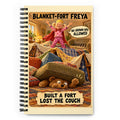 Blanket-Fort Freya Spiral Notebook by Brain Rot Bunch, front cover