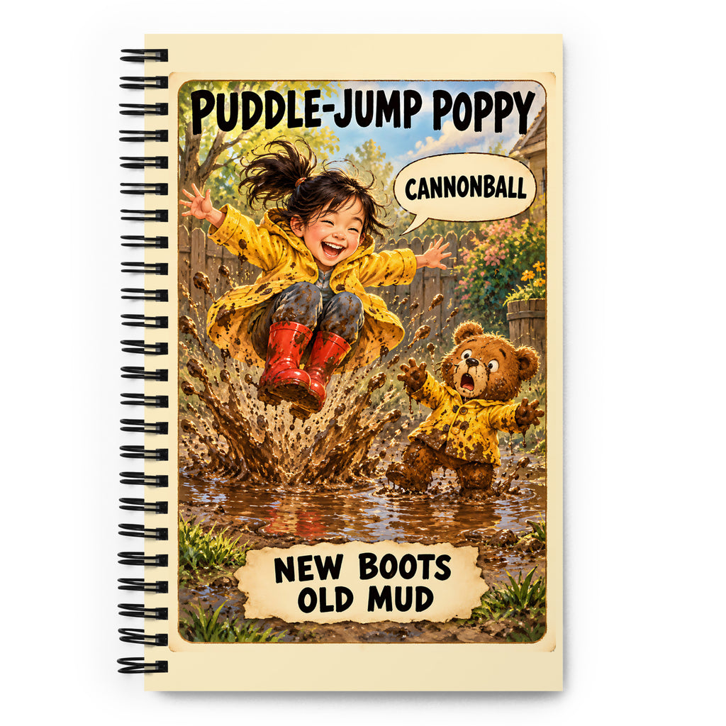 Puddle-Jump Poppy Spiral Notebook by Brain Rot Bunch, front cover