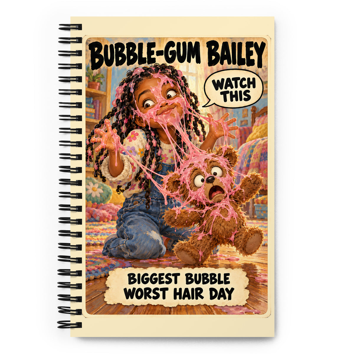 Bubble-Gum Bailey Spiral Notebook by Brain Rot Bunch, front cover