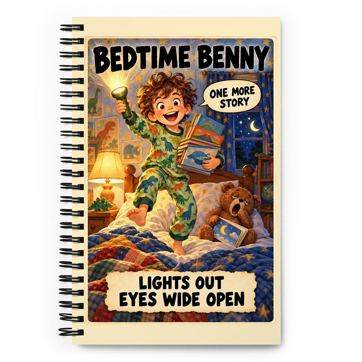 Bedtime Benny Spiral Notebook by Brain Rot Bunch, front cover