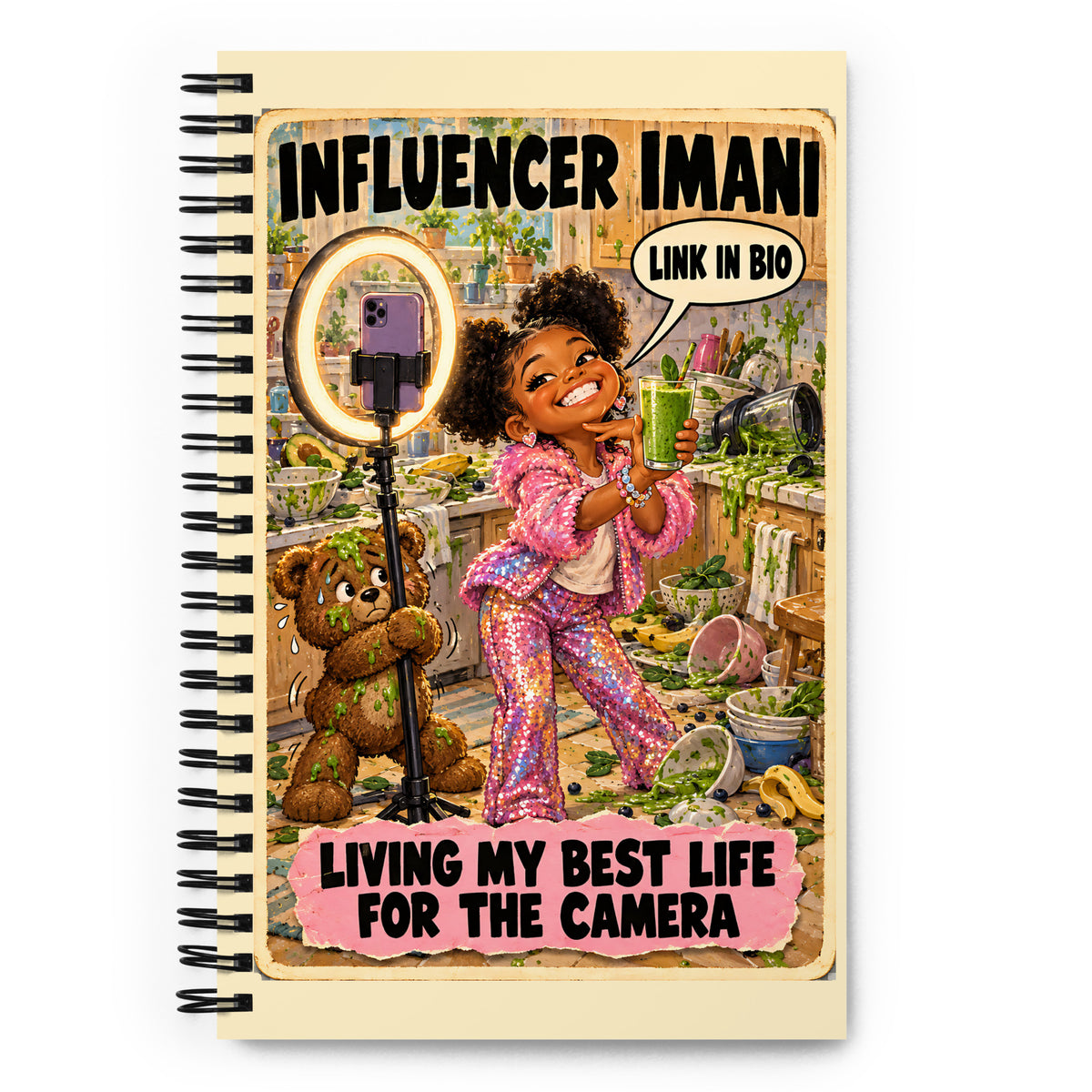 Influencer Imani Spiral Notebook by Brain Rot Bunch, front cover