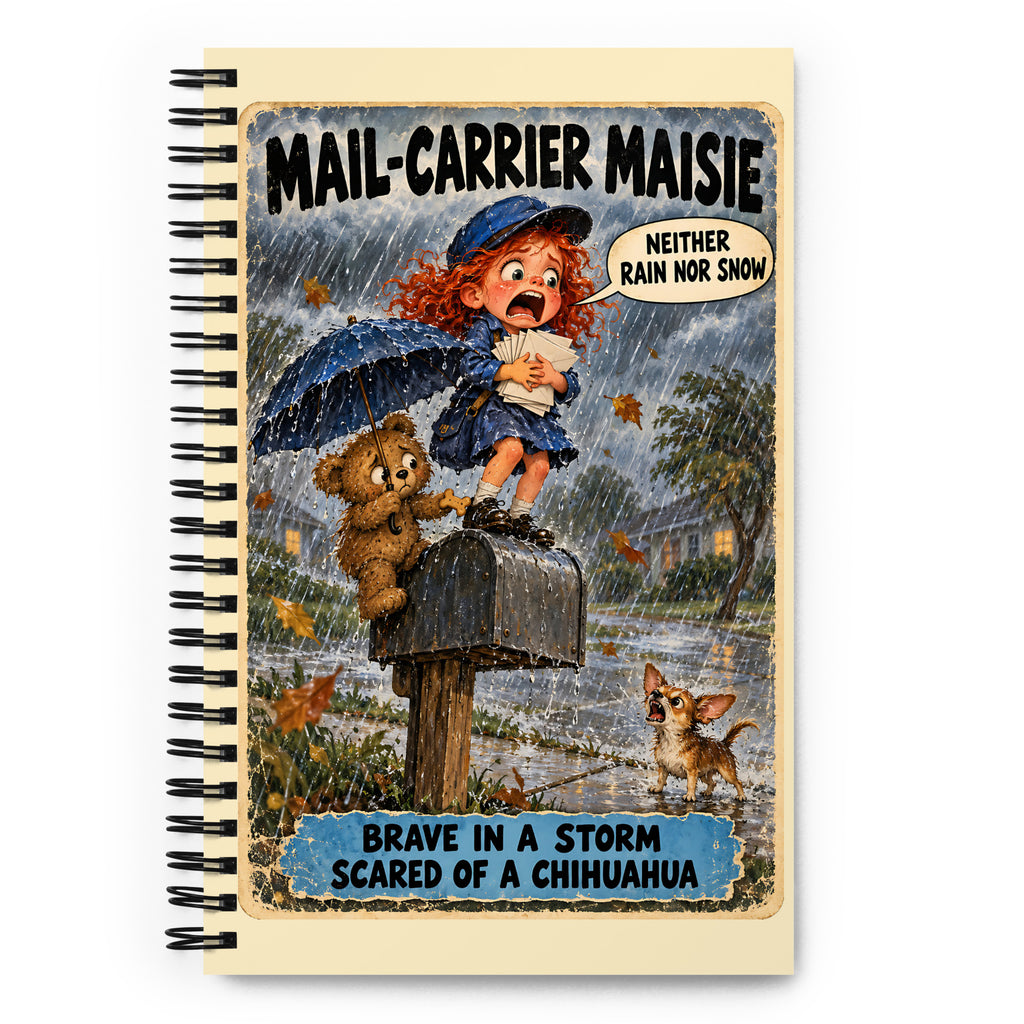 Mail-Carrier Maisie Spiral Notebook by Brain Rot Bunch, front cover